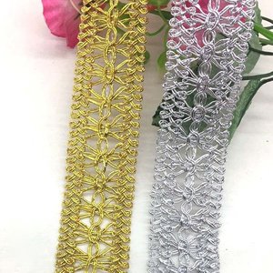 2.5Cm Thân Thiện Với Môi Tự Làm Vải erkoumi Vàng Bạc Thêu Sequins Ren <span class=keywords><strong>Trim</strong></span> Mô Hình Hình Học Cho Thời Trang Sexy Hàng May Mặc - Product Image 3