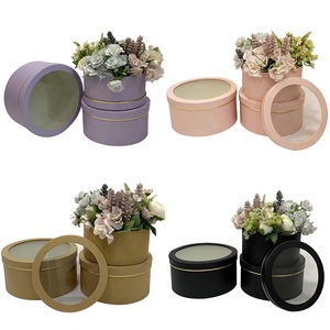 Bộ 3 Món Cửa Sổ Tròn <span class=keywords><strong>Pvc</strong></span> Trong Suốt In Màu Trơn Hộp Hoa Hộp Quà Tặng Ống Giấy Hộp Đóng Gói Quà Tặng - Product Image 2