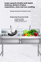 Remise Fabricant : Évier double autoportant en acier inoxydable pour cuisines de restaurants et buanderies