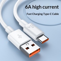Kabel Data Pengisian Cepat USB-A ke C 6A dengan Bahan TPE untuk Ponsel, Kamera & Earphone