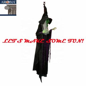 ของตกแต่งฮาโลวีน AROMA แม่มดแขวนขนาด 4 ฟุต มีไฟ LED ดวงตาเรืองแสง เสียงน่าขนลุก ใช้แบตเตอรี่ AAA สำหรับตกแต่งสวนหลอน - Product Image 6