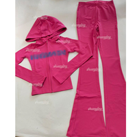 Ensemble de survêtement en nylon pour femme, coupe ajustée pour grandes tailles, veste à capuche et pantalon évasé, idéal pour le yoga, la gym et le streetwear, 2 pièces