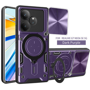 เคสโทรศัพท์สำหรับ realme GT NEO 6 5g/GT 6พร้อมขาตั้งแม่เหล็กหน้าต่างบานเลื่อน CD