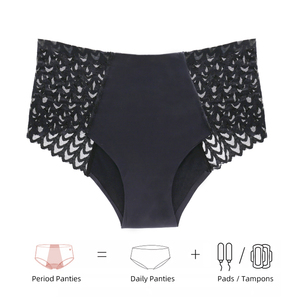 Bragas de encaje para mujeres, ropa interior calada de flujo intenso, a prueba de fugas - Product Image 4
