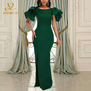 Abbigliamento personalizzato senza maniche elegante corsetto cristallizzato <span class=keywords><strong>verde</strong></span> abito <span class=keywords><strong>lungo</strong></span> di raso Maxi abito da sera donna <span class=keywords><strong>con</strong></span> <span class=keywords><strong>spacco</strong></span> - Product Image 1