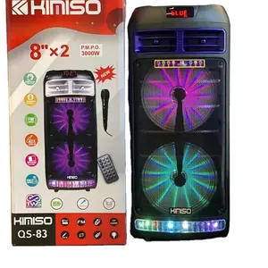 Kimiso 8 인치 * 2 스피커 야외 휴대용 서브 우퍼 사운드 박스 무선 QS-83 무선 스피커 LED 라이트 마이크 USB TF FM