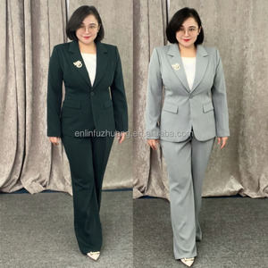 ชุดสูททำงานผู้หญิงไซส์ใหญ่ OEM แบบเป็นทางการ ชุดสูททำงาน 2 ชิ้น สำหรับสุภาพสตรีนักธุรกิจ - Product Image 1