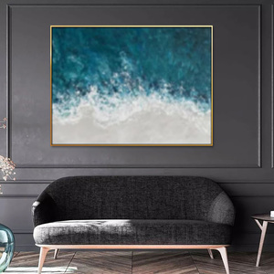 Chất Lượng Tốt Vẽ Tay Màu Xanh Vàng Tay Vẽ Tranh Sơn Dầu Tường Nghệ Thuật Vải Hiện Đại Trừu Tượng Lá Vàng Nghệ Thuật - Product Image 3