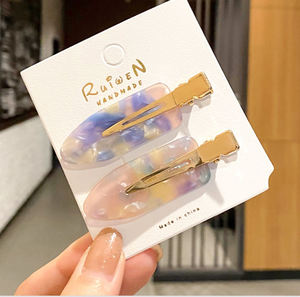 Horquilla de pico de pato de alta calidad para mujer con pinza de cuerno puntiaguda, horquillas de moda de gran tamaño, horquillas de Metal de acetato coloridas - Product Image 3