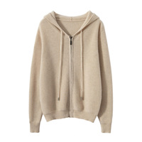 Sweat-shirts à capuche zippés pour hommes, entièrement tricotés sur mesure, cardigan à capuche, pull tendance en cachemire biologique