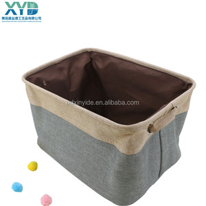 En gros pas cher pliable poignée style robuste petit panier de rangement en jute <span class=keywords><strong>tissu</strong></span> panier - Product Image 2
