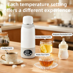 Portable 100 ℃   Chauffe-biberon pour lait infantile à charge rapide, sans fil, tasse à eau pour enfant, <span class=keywords><strong>bouilloire</strong></span> électrique rechargeable USB avec <span class=keywords><strong>batterie</strong></span> - Product Image 6