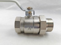 Válvula de Bola de Unión de Latón Niquelado Manual PN25 1/2"-1" Macho x Hembra con Palanca Larga para Agua/Gas OEM