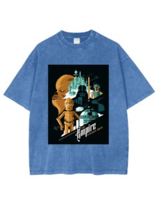 เสื้อยืด S Wars Galactic Wars เสื้อยืดคอกลมเปิดไหล่ผ้าฝ้าย100% ฤดูร้อนซักกรดเฮฟวี่เวท - Product Image 3