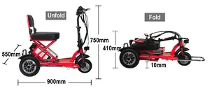 Dual 350W*2 Motor 3 Wheel Elderly Folding Electric Power Mobility Scooter With 3 Wheel Disc Brake Electric Scooter