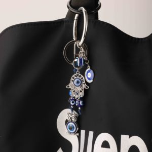พวงกุญแจสไตล์วินเทจโบโฮ ลายตาปีศาจสีน้ำเงิน ประดับลูกปัด ฮัมซา นกฮูก ช้าง ดีไซน์เชือกถัก นำโชค แฟชั่น ตกแต่งกระเป๋า - Product Image 3