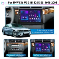 Autoradio 9 pouces pour BMW E46 M3 318i 320i 325i 1998-2006, CarPlay sans fil, Android Auto, Mirror Link, GPS, navigation, Aux, BT, aide au recul