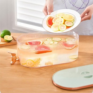 Vente en gros de distributeurs de boissons rectangulaires pour réfrigérateur de 1,4 gallon, contenants pour limonade avec couvercles, PS+PP de haute qualité, blanc/vert/vert clair - Product Image 6