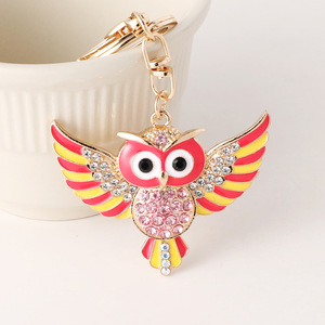 Nouveau Porte-clés Hibou Ange de Dessin Animé Mignon avec Strass Brillants, Anneau de Clé de <span class=keywords><strong>Voiture</strong></span> Animal, Pendentif de Sac Style Européen, Petit Cadeau, Vente en Gros - Product Image 2