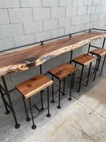 Table de bar en bois massif de style industriel vintage, design spécial, longue et haute, pour restaurant, îlot de cuisine