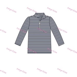 T-shirts de golf personnalisés pour filles, en coton rayé <span class=keywords><strong>rose</strong></span>, à manches longues, avec volants, style polo, et pull à quart de zip pour bébés filles - Product Image 6