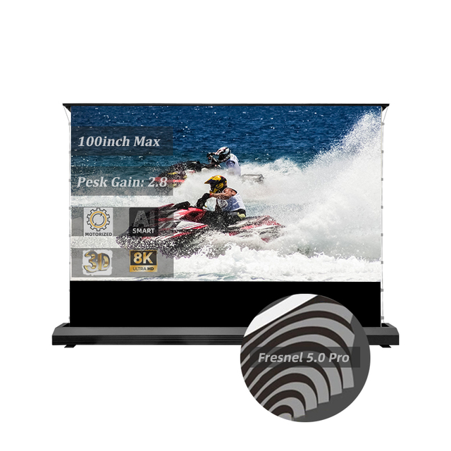 Automatic Fresnel 5.0 Pro ALR Motorized Floor Rising 16:9 92 Inch Anti-Light Electric Screen 4K Home Outdoor Projectors