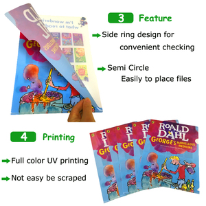 Tùy chỉnh A4 nhựa PP rõ ràng l-hình dạng thư mục tập tin với đầy đủ màu sắc in ấn chất lượng cao nộp hồ sơ sản phẩm - Product Image 6