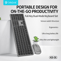 Combo de Teclado y Ratón Inalámbrico KB-06, 2.4G Recargable, Teclado de Oficina de Tamaño Completo
