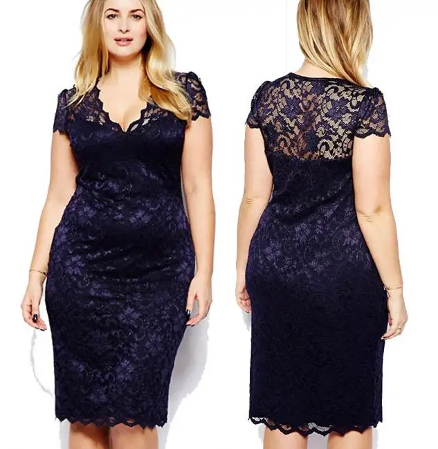 Tamanhos grandes senhora roupas v-neck lace mulheres roupas mulher gorda vestidos sexy