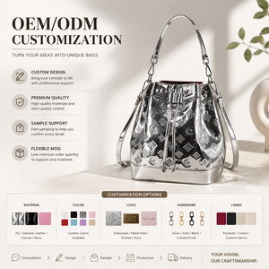 Sac Seau en Cuir PU Grande Capacité, Personnalisable OEM, Léger, Tendance, avec Lacets, pour Femmes, Vente en Gros - Product Image 5