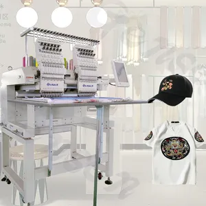 High efficient two heads Dahao computer control system 12 15 colors hat shirt embroidery machines 2 heads for sale