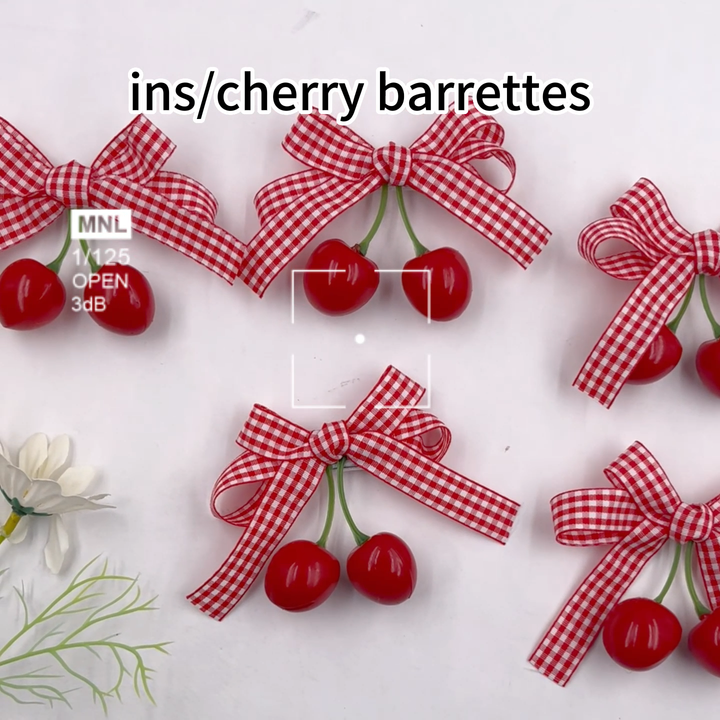Sweet Korean Style Candy Red Double Cherry Hair Clip display picture 1
