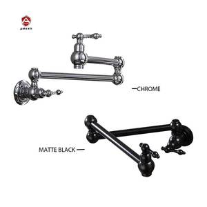 Robinet de <span class=keywords><strong>cuisine</strong></span> mural noir mat moderne pour hôtel, à double interrupteur, pliable, à un trou, pour remplir les casseroles - Product Image 1