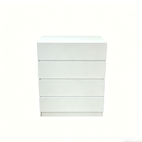 Mueble para el Hogar, Moderno, Blanco, MDF, Gabinete con Cuatro Cajones, Tipo Panel, Unidad de Almacenamiento para Sala de Estar, Dormitorio, Madera