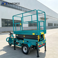 Plateforme élévatrice à ciseaux durable et antirouille montée sur tricycle, élévateur aérien autonome pour la rénovation des bâtiments scolaires et l'aménagement paysager urbain