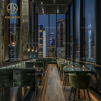 Juego de Muebles Modernos de Lujo Ron Group, Asientos de Restaurante Tapizados en Terciopelo, Silla Tapizada Personalizada, Mesa Cuadrada de Mármol