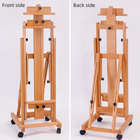 Chevalet de studio multifonctionnel en bois, chevalet de sol en hêtre pour peinture, support de chevalet à roulettes pour croquis