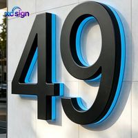 Enseigne de numéro de maison personnalisée en 3D rétroéclairée par LED, cadre en acier inoxydable, panneau en acrylique, étanche IP65, décoration pour maisons, hôtels, bâtiments, promotion