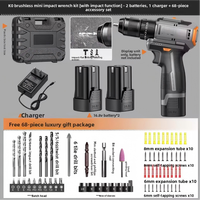 Perceuse électrique sans balais, perceuse à percussion rechargeable à double vitesse, perceuse sans fil au lithium-ion, mini perceuse pistolet multifonctionnelle de qualité