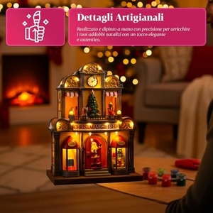 ของตกแต่งหมู่บ้านคริสต์มาส ร้านขายของเล่นกล่องดนตรีแบบเคลื่อนไหวพร้อมไฟ LED ในร่ม ของขวัญคริสต์มาสพร้อมดนตรี สไตล์แอนิเมชั่น รุ่นใหม่ล่าสุดปี 2026 - Product Image 5