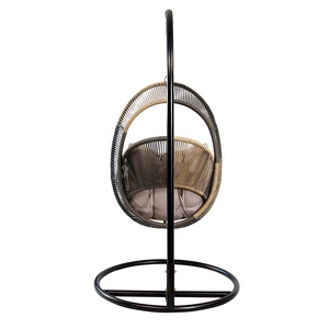 Moderno porticato portatile in vimini giardino giardino esterno in Rattan dondolo pendente sedia uovo con supporto - Product Image 4