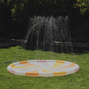 PVC <b>Inflatable</b> Round Stripe Spray Mat 163 CM Water Pad <b>for</b> Kids Summer Playing with Friends Backyard Outdoor - Product Image 5