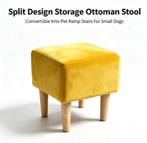 Custom 2-in-1 Pet Steps & Ottoman Foldable Non-Slip Wooden <b>Dog</b> Stairs for <b>Couch</b> Split Design Pet Ramp Stool Wholesale - Product Image 1
