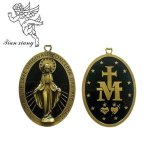 Pendentif funéraire en alliage de zinc, style européen antique, médaille miraculeuse de la Vierge Marie, fournitures de décoration de cercueil, vente en gros - Product Image 3