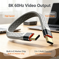 Kabel USB4 Tipe C ke Tipe C 240W PD3.1 Pengisian Cepat 40Gbps Data 8K60Hz Video Chip E-Marker Laptop Ponsel Docking Station Kantor