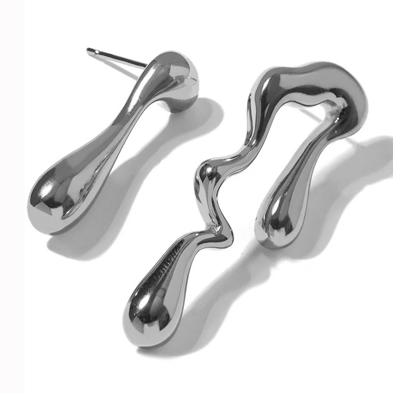 AB style earrings steel color