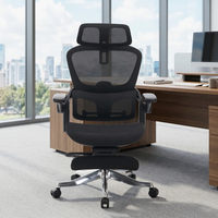 Chaise de bureau ergonomique moderne 6D à dossier haut pivotant en maille avec appui-tête réglable 4D et accoudoirs relevables 4D - Empilable et à roulettes