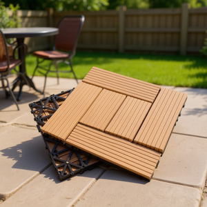 Dalles de terrasse WPC 12x12 pouces, couleur bois, emboîtables, imperméables, pour patio, sol extérieur/intérieur - Product Image 2