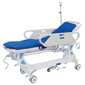 Lit médical manuel Shilleva SLV-B4305 bleu avec barrière de sécurité pour usage hospitalier - Product Image 3