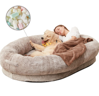 Lit pour chien en peluche écologique, canapé pour animaux de compagnie avec accoudoir, coussin orthopédique amovible pour chien, nid pour chat, lit pour chien